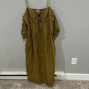 Olive Green Off-Shoulder Dress